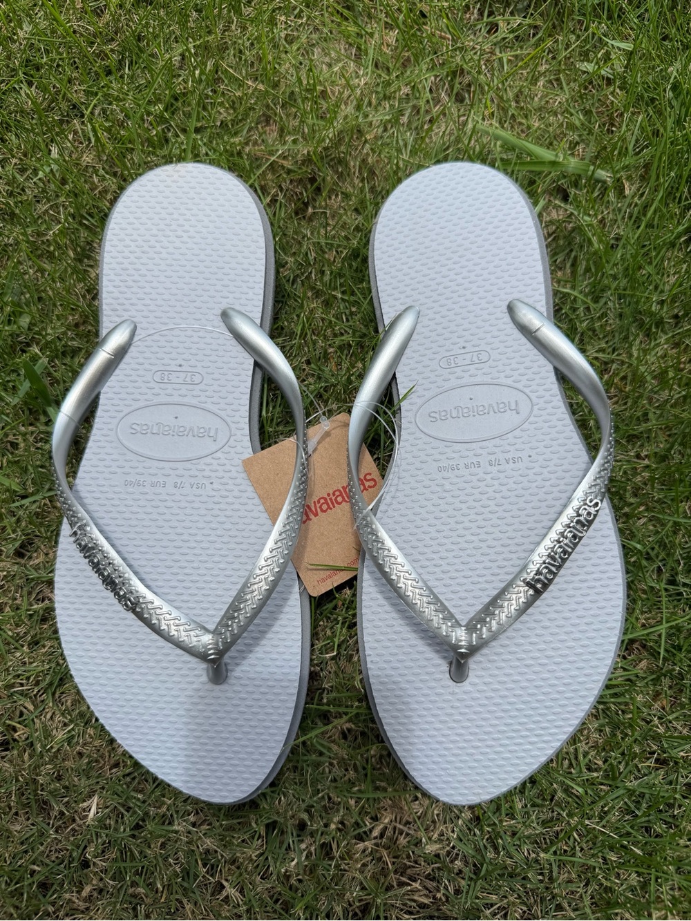 Havaianas Silver Flip Flops with Silver Straps - Picture 2 of 2